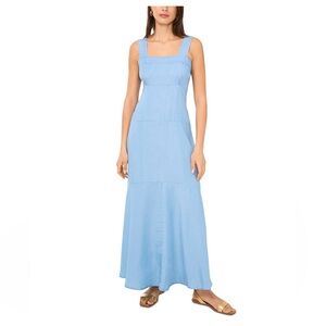 Smocked tiered Chambray Maxi Dress